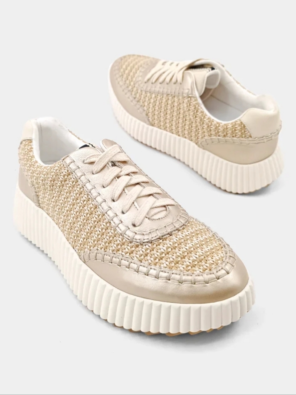 Shu Shop Selina Gold Women’s Woven Platform Sneaker - Beige Size 8